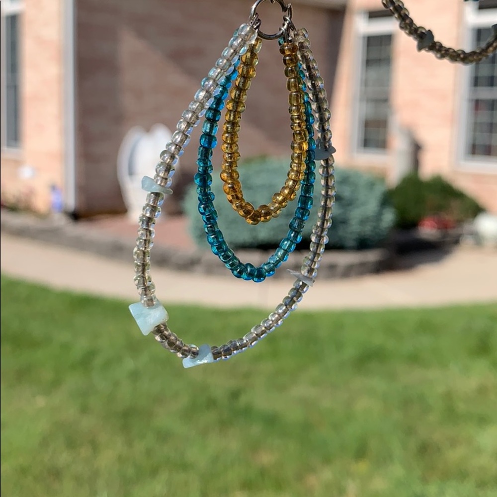 ✓ Bead and rock earrings turquoise amber clear - Picture 6 of 10
